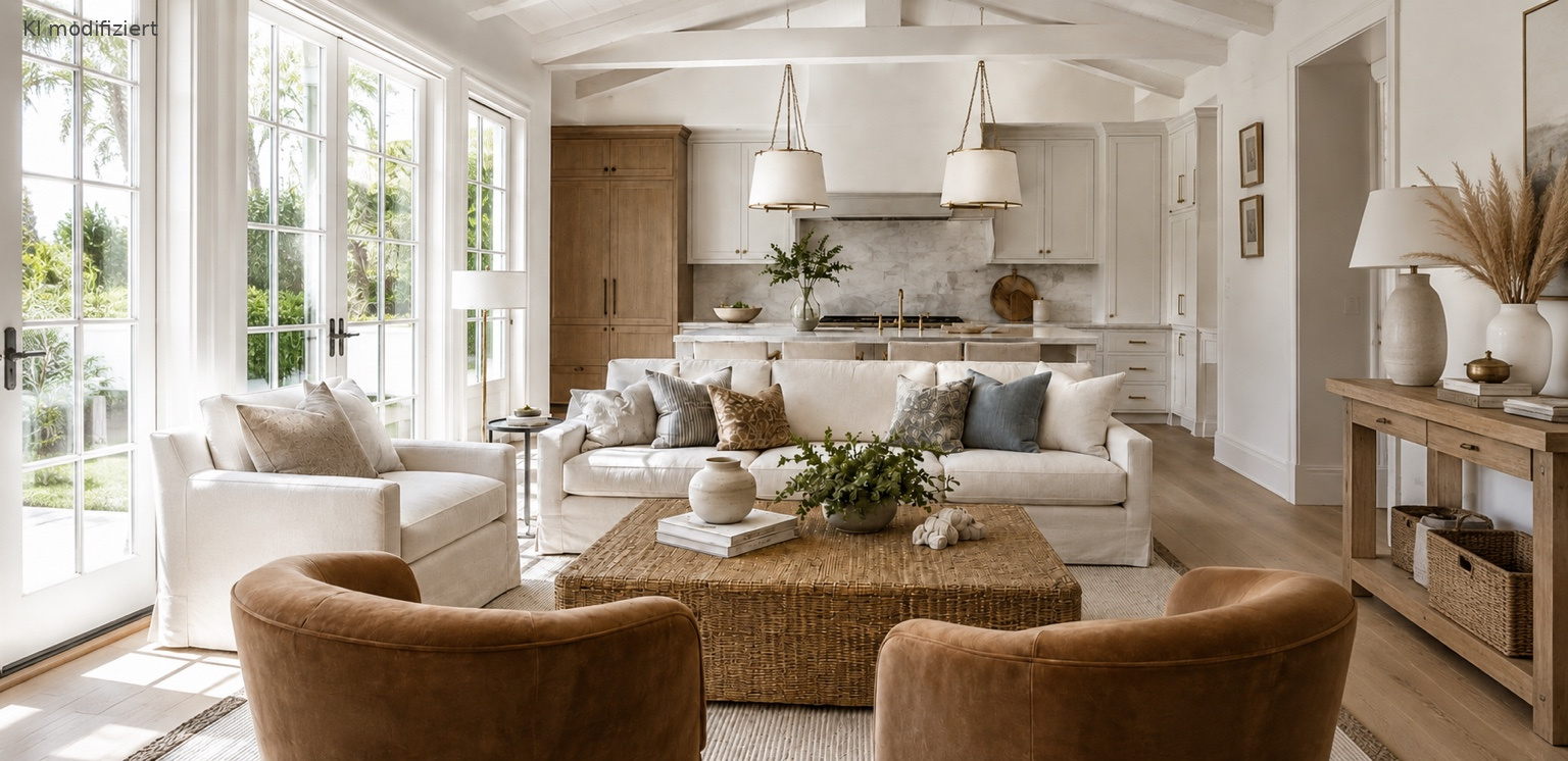 Detailaufnahme von Materialien und Styling im Modern Heritage Stil